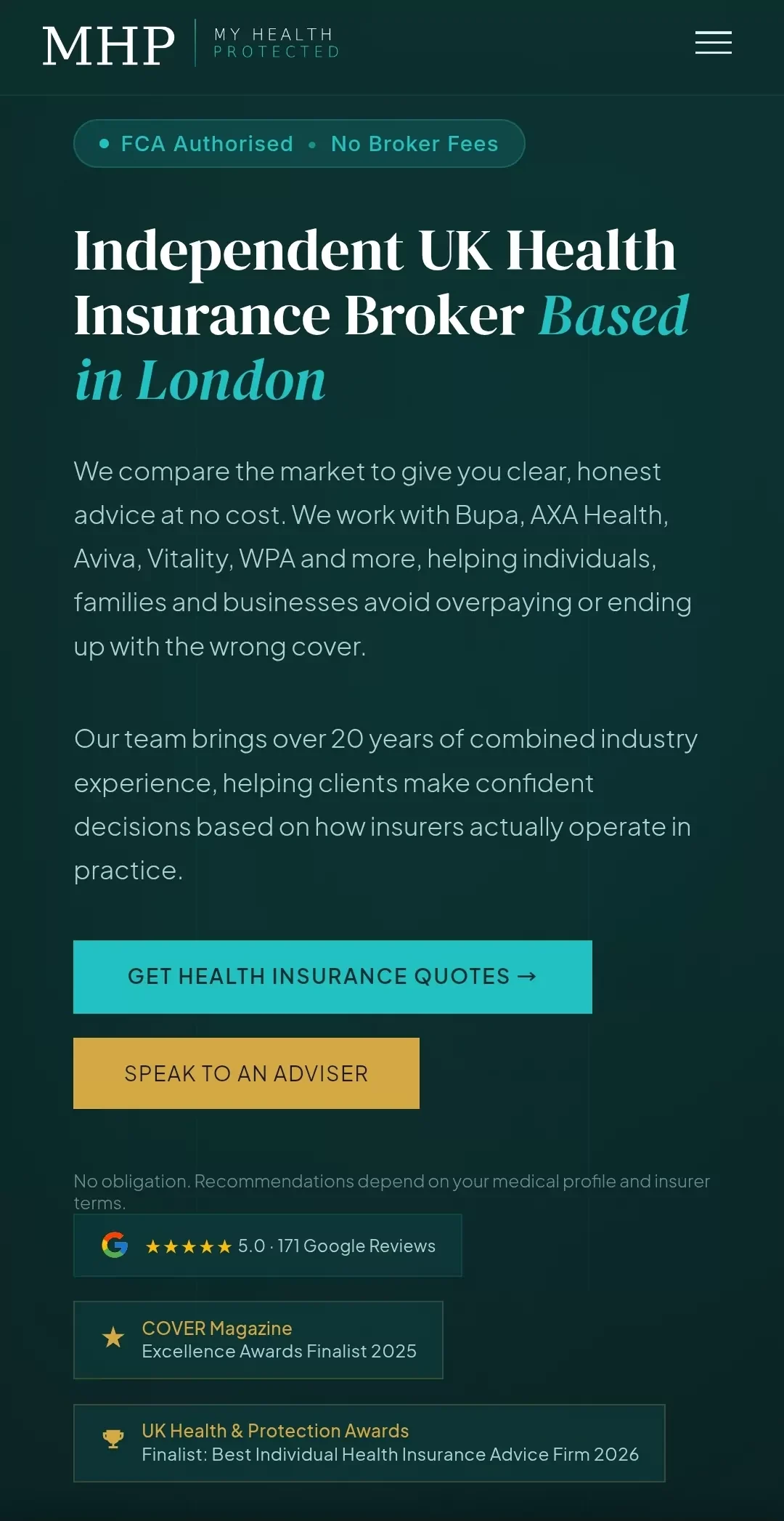 My Health Protected website preview